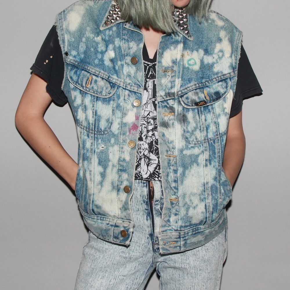 Vintage Lee denim super distressed bleached vest